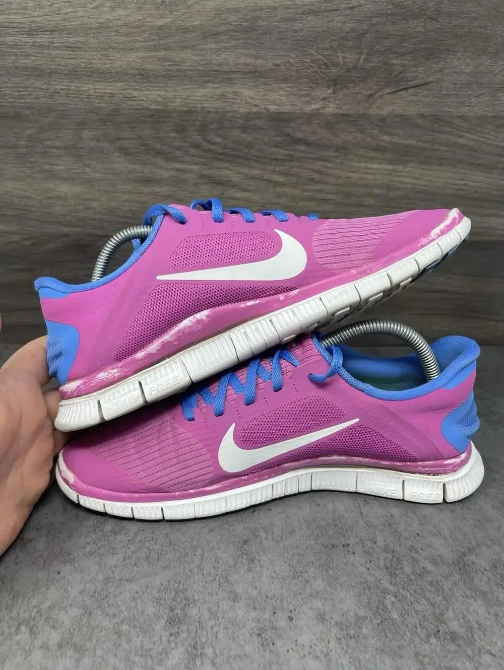 Nike Free 4.0 Running Sneakers Womens Size 9.5 Pink Blue Athletic 580406-601 - Picture 7 of 11